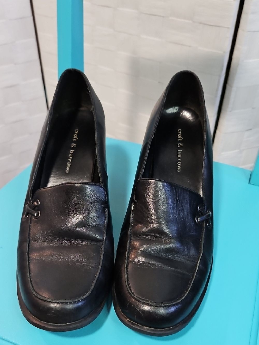 croft & barrow Black Leather Block Heel Loafers - Picture 2 of 7